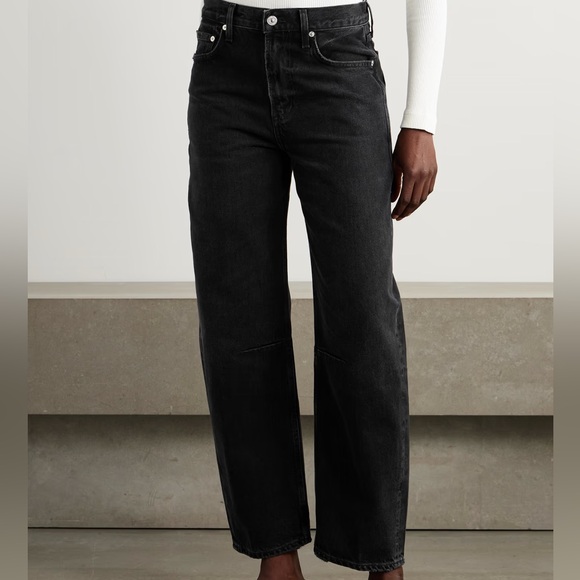 Citizens of Humanity Miro Barrel Leg Mid-rise Relaxed Fit Jeans in Washed Black - Picture 1 of 8